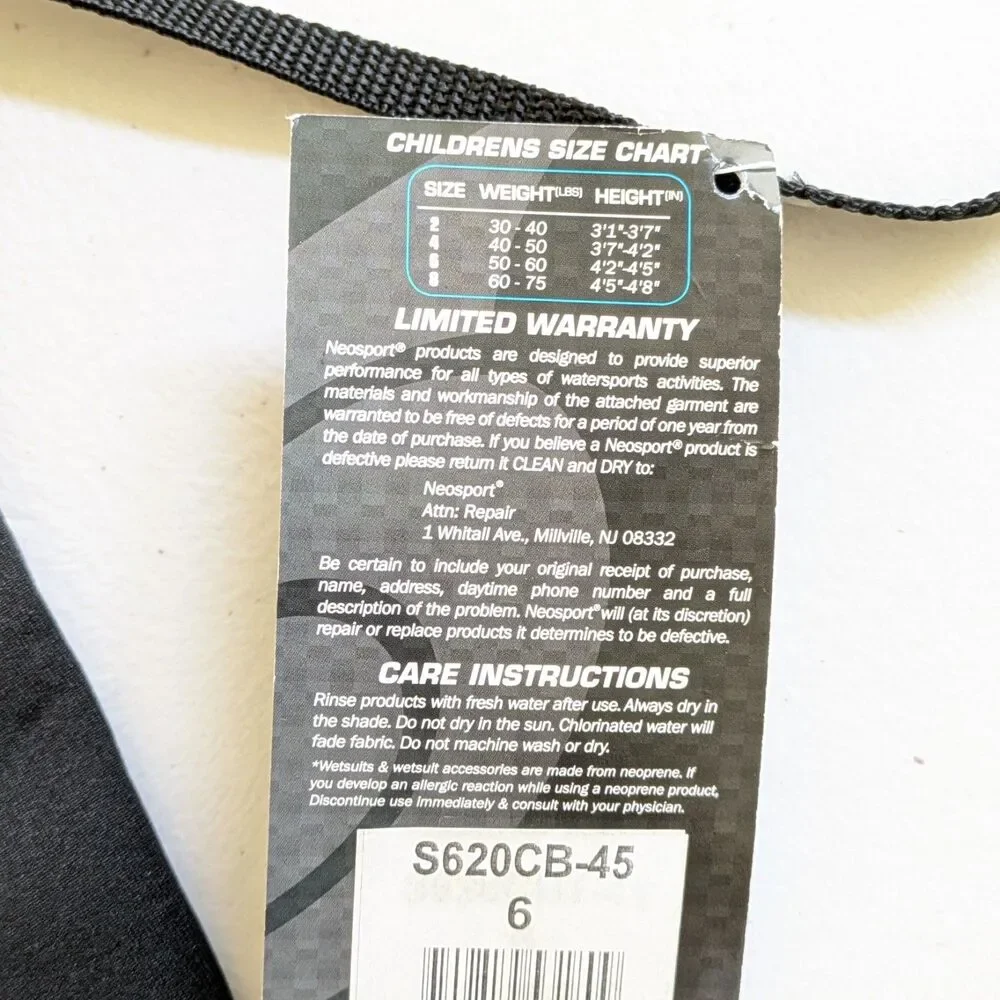 NEOSPORT 2mm Shorty Back Blue Zip Wetsuit Kids 6 NWT Swim Dive Watersports Beach